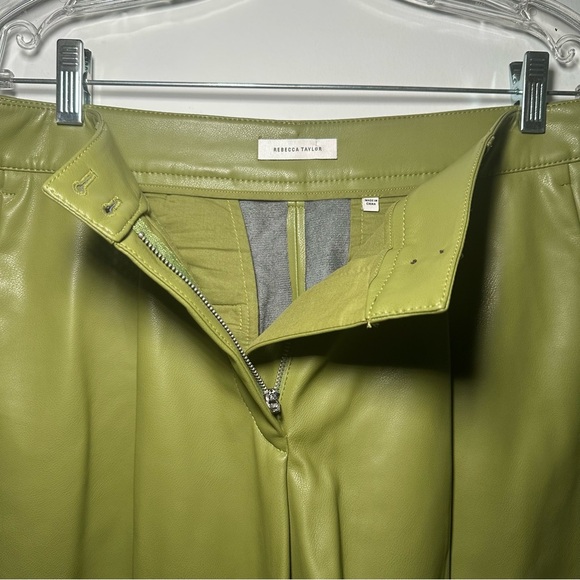 Rebecca Taylor High Waist Olive Faux Leather Shorts Size 4 - Picture 9 of 16